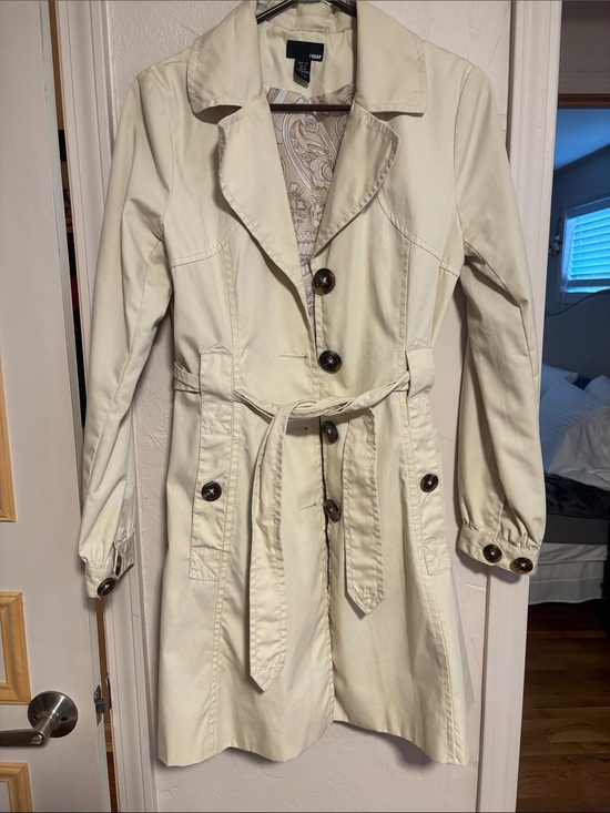 H&M Jackets & Blazers - H&M Cream Trench Coat with Belted Waist